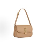 SAINT LAURENT SOLFERINO brand logo single-shoulder bag, medium-sized for women, light hazel color